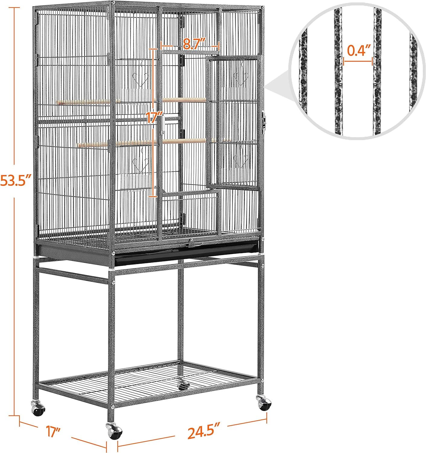 Yaheetech 54-inch Wrought Iron Standing Large Parrot Parakeet Flight Bird Cage for Small Parrot Sun Parakeet Green Cheek Conure Lovebird Budgie Finch Canary Bird Cage with Stand