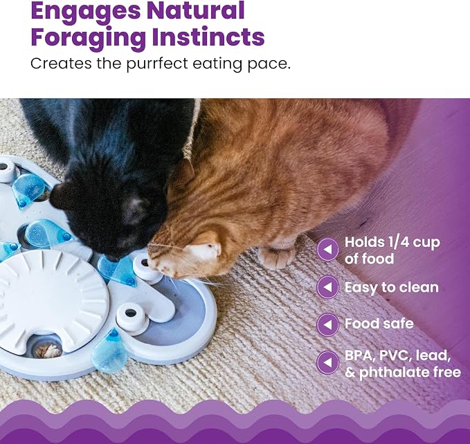 Catstages by Nina Ottosson Rainy Day Puzzle & Play Cat Puzzle Feeder – Interactive Treat Game for Indoor Cats, Level 3 Slow Feeder Enrichment Toy, 13.8" x 14"