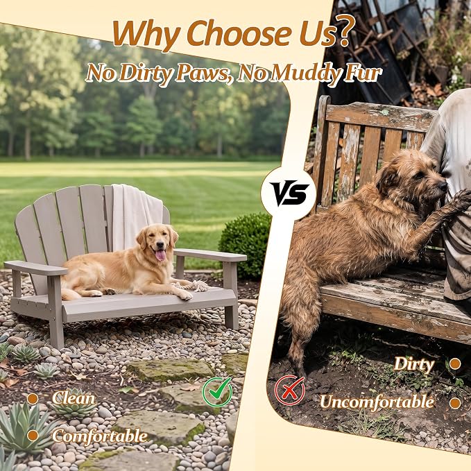 Outdoor Dog Bed, Elevated Dog Bed,Indoor&Outdoor Pet Furniture(Grey) | Waterproof Dog Couch,Sturdy Dog Patio Lounge Chair,Chew Resistant Outdoor Dog Furniture for Small&Medium Dogs