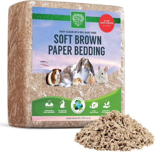 Small Pet Select Premium Small Animal Bedding, Natural Soft Paper Bedding for Small Indoor and Outdoor Pets, Made in USA, 56 L Pack,Beige