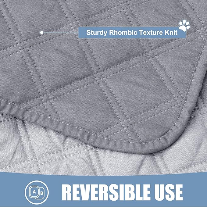 Smiry Waterproof Dog Bed Cover Pet Blanket, Soft Washable Dog Blanket for Furniture Bed Couch Sofa Reversible, Checkered (30"x90", Grey/Light Grey)