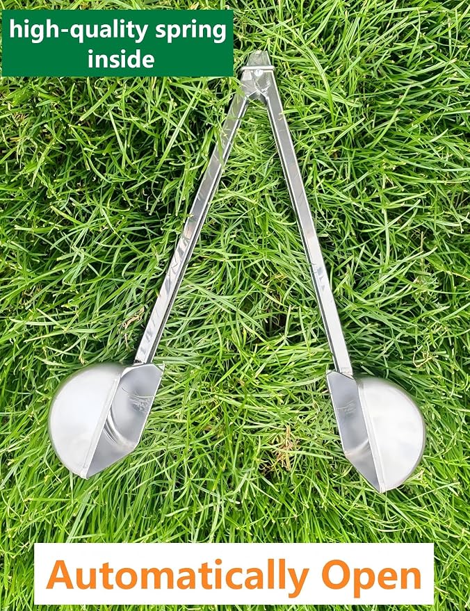 13.5" Stainless Steel Metal Pooper Scooper for Small Dog | Heavy Duty, Very Easy to Use, One-Hand Operation, For Yard & Outdoor Walks, Works on Grass, Gravel, Concrete