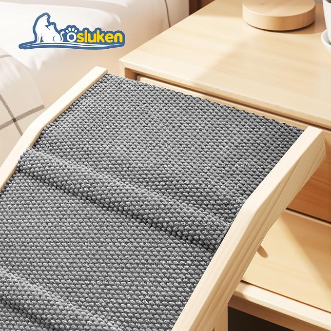 2026 Upgraded Dog Ramp for Bed, 64" Long Foldable Pet Ramp for Small Large Dogs, Dog Ramps for High Beds Car, High Traction with Platform 6 Adjustable Heights 24" to 30" Up to 220LBS, Gray