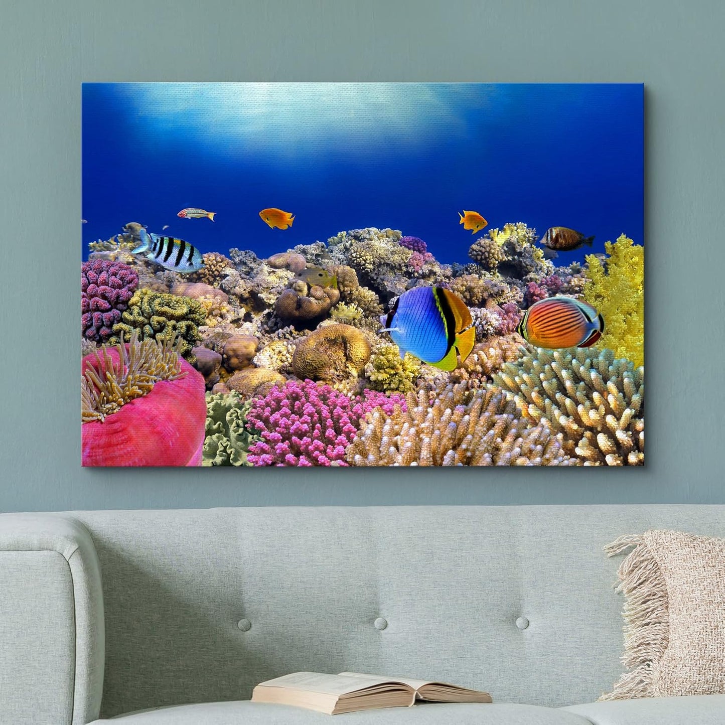 wall26 Canvas Print Wall Art Vibrant Coral Reef Anemone Fish Ecosystem Nature Animals Photography Realism Rustic Scenic Landscape Wilderness Earth Colorful for Living Room, Bedroom, Office - 24"x36"