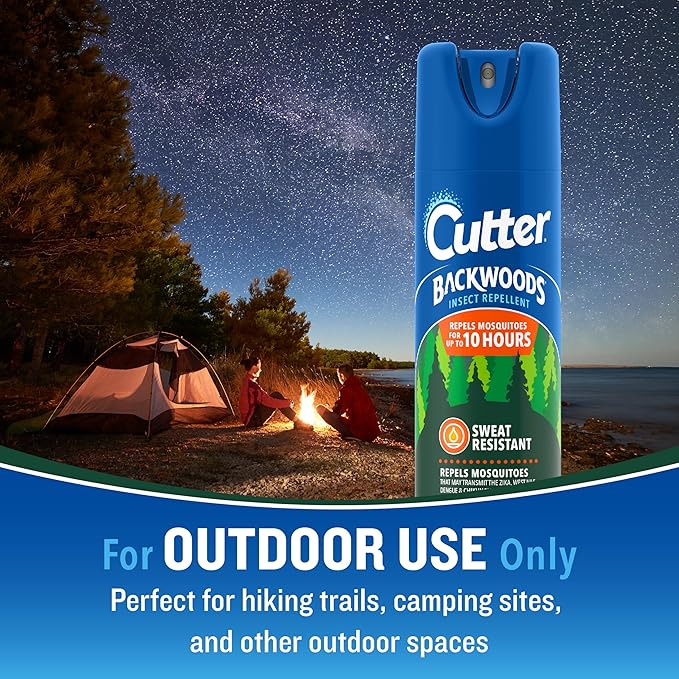 Cutter Backwoods Mosquito and Insect Repellent 6 Ounces, 2-Pack Aerosol Bug Spray, Repels Up To 10 Hours
