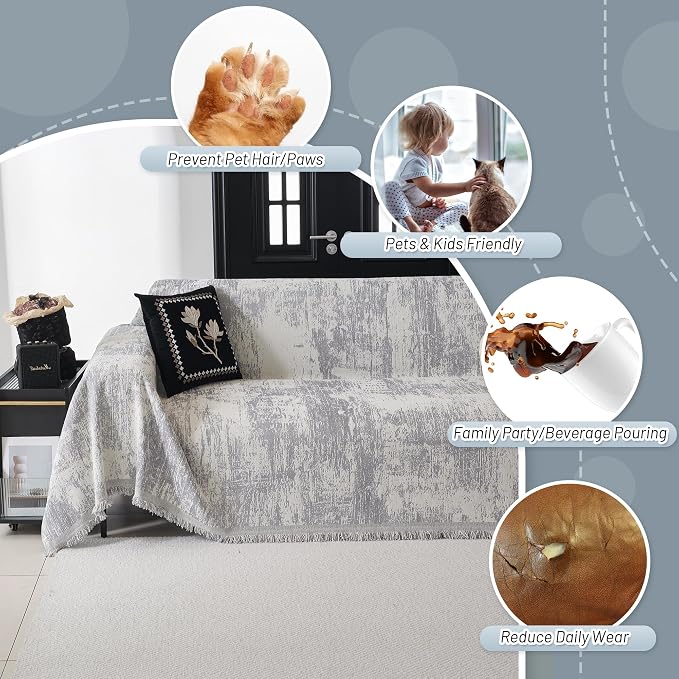 MYSKY HOME Couch Cover for Sectional Sofa Set Furniture Sofa Cover Washable for Dog Cat Pet Couch Cover 3 Cushion Couch Sofa Chenille Couch Protector Multi Use Couch Covers Blanket,91" X150"