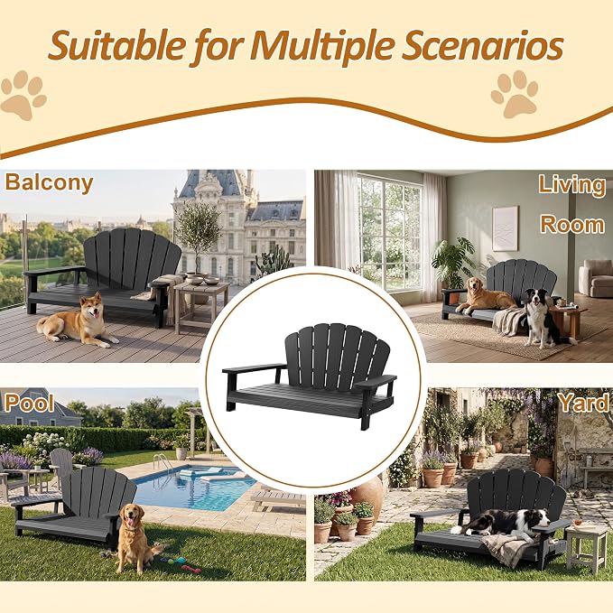 Outdoor Dog Bed, Elevated Dog Bed,Indoor&Outdoor Pet Furniture(Black) | Waterproof Dog Couch,Sturdy Dog Patio Lounge Chair,Chew Resistant Outdoor Dog Furniture for Small&Medium Dogs