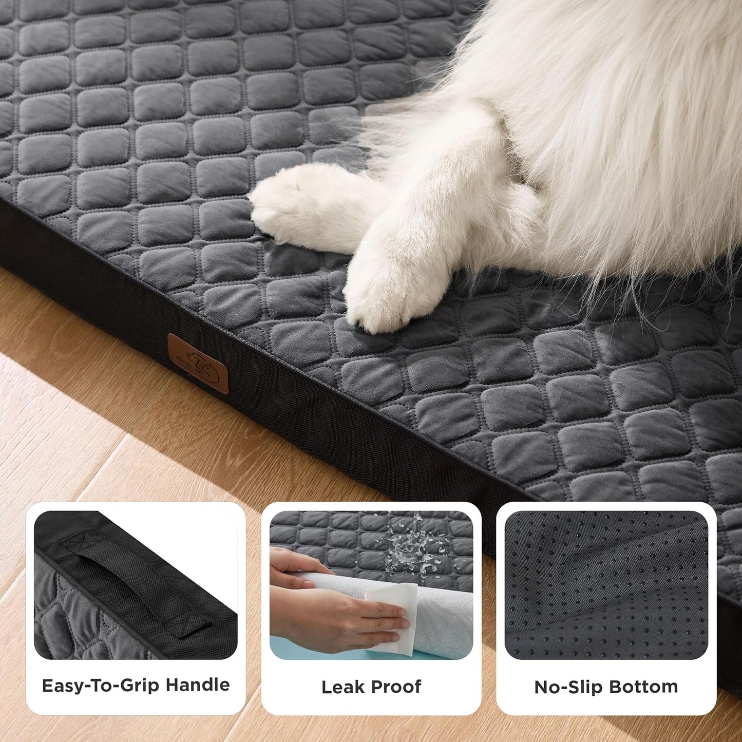 Bedsure Orthopedic Dog Bed for Extra Large Dogs and Crate - Thick Memory Foam Pet Mattress with Removable Washable Cover and Egg Crate Foam, Suitable for Pet Up to 100 lbs, XL 41x29x4 Inches, Black