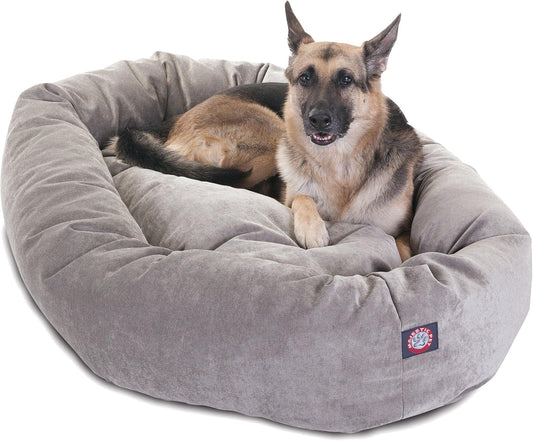 Majestic Pet 52 Inch Micro Velvet Calming Dog Bed Washable 52x35x11 (inch) – Cozy Soft Round Donut Dog Bed with Spine for Head Support -Pet Bed X- Large - Vintage (2025)
