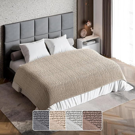 PAULATO BY GA.I.CO. Waterproof Blanket for Bed – King Absorbent Couch Cover – Machine Washable Stain-Resistant Pad for Large Sofa – Pets Cat & Dog Friendly Furniture Protector - Macadamia