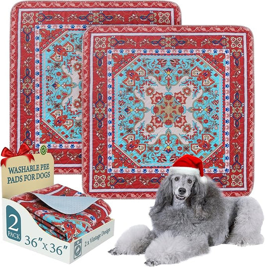 Homimp Washable Pee Pads for Dogs, 2 Pack Reusable Puppy Pads Waterproof, Absorbent and Leakproof Dog Pee Pads, Non Slip Puppy Training Pads, Pet Mat for Floor, Crate, Couch, Whelping,Brown, 36"x36"