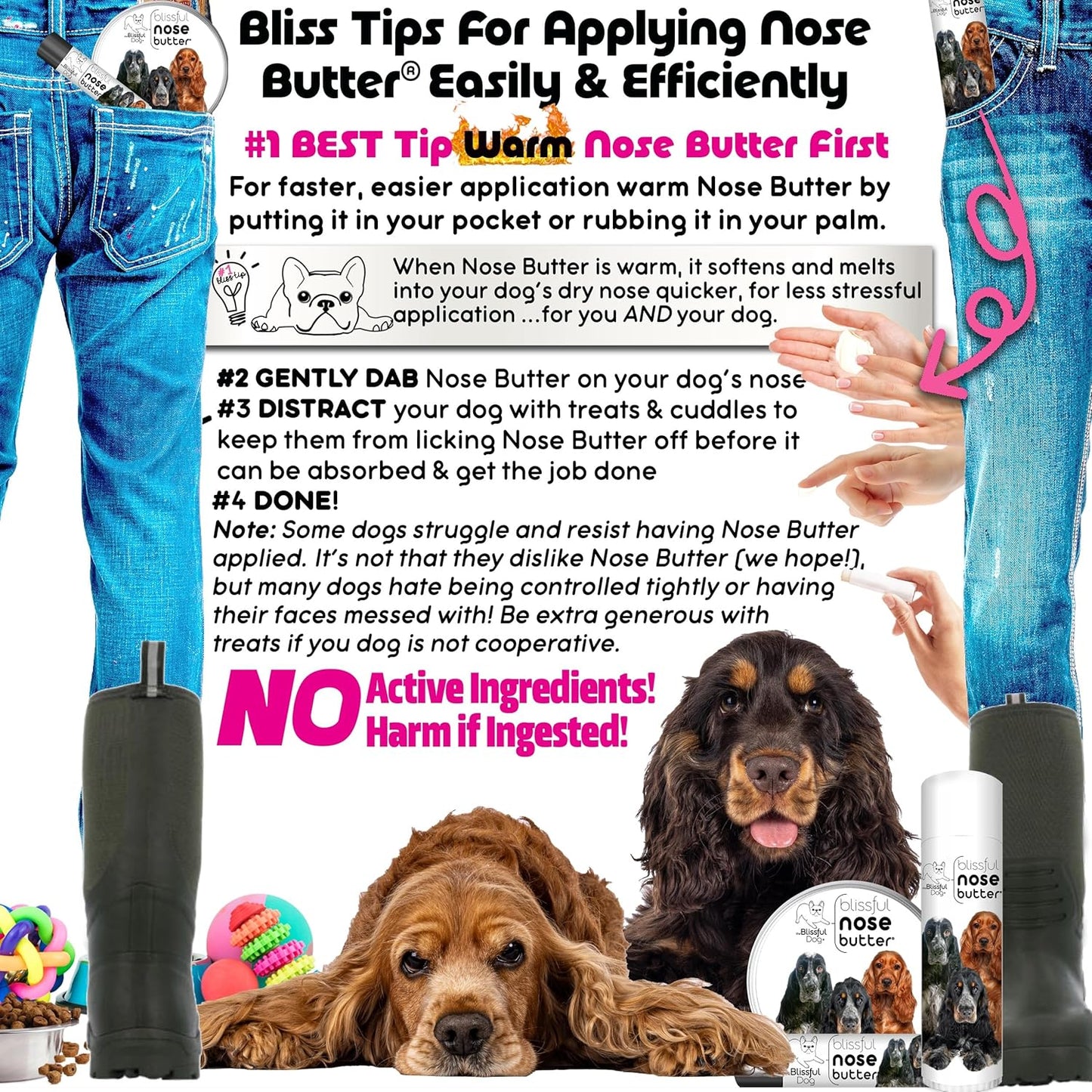 The Blissful Dog English Cocker Spaniel Unscented Nose Butter - Dog Nose Butter, 4-Ounce