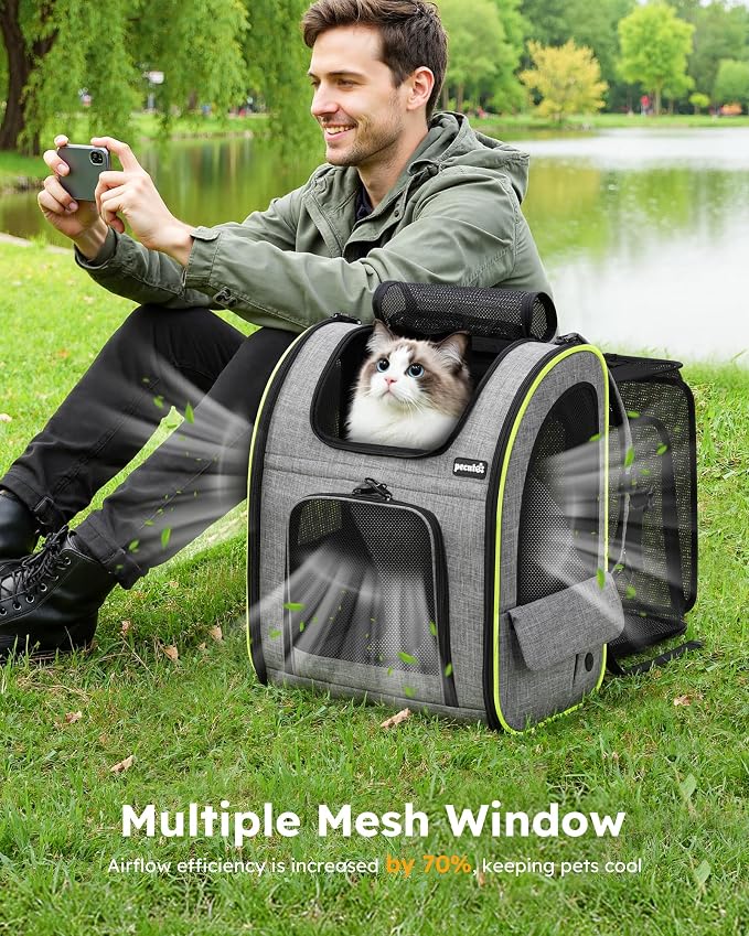 pecute Cat Backpack Expandable, Cat Carrier Backpack Breathable, Large