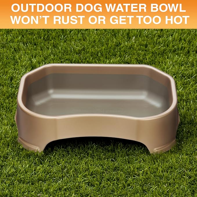 Neater Pet Brands Extra Large Water Bowl for Dogs, Outdoor Dog Water Bowl (1.25 Gallon XL Capacity), Big Trough Style Food Dish for Indoors or Outside, No Spill Large Dog Bowls, Champagne