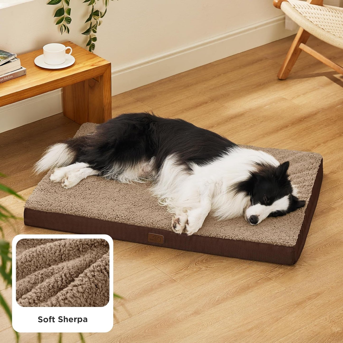 Bedsure Dog Beds Large Sized Dog - Orthopedic Flat Pet Beds with Removable Washable Cover, Egg Crate Foam Puppy Mat, Suitable for Pet Up to 65 lbs