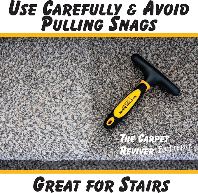 Carpet Reviver Extreme – Dual-Action Brush with Metal Tines – Lifts Carpet Pile & Removes Pet Hair – Restore Rugs, Refresh High-Traffic Areas, Eliminate Embedded Fur – Essential Carpet Grooming Tool