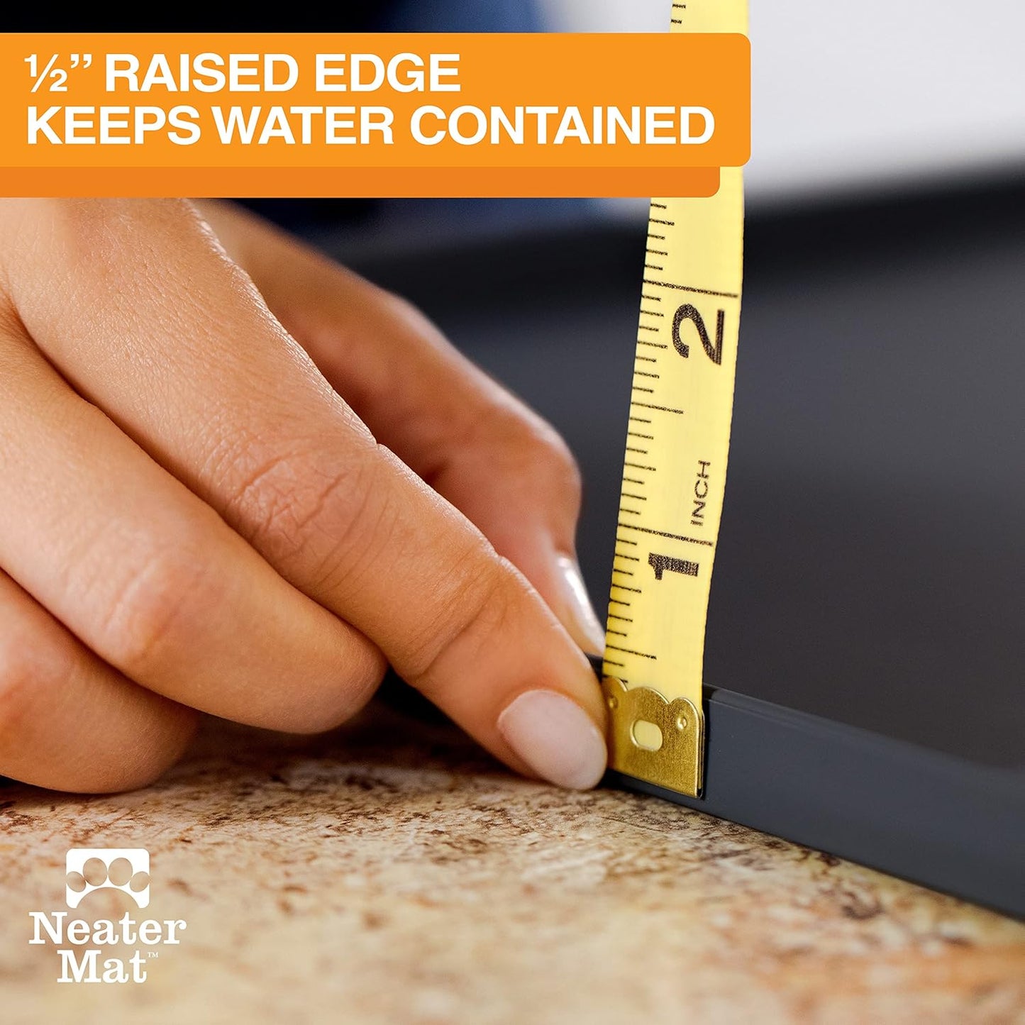 Neater Pet Brands Neater Mat Pet Mats for Food and Water, Cat & Dog Bowl Mat Waterproof Silicone, Feeding Tray, Dog Food Mats for Floors, Placemat w/Raised Edge for Under Bowls, 24" x 16", Black