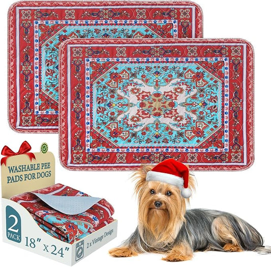 Homimp Washable Pee Pads for Dogs, 2 Pack Reusable Puppy Pads Waterproof, Absorbent and Leakproof Dog Pee Pads, Non Slip Puppy Training Pads, Pet Mat for Floor, Crate, Couch, Whelping,Brown, 18"x24"