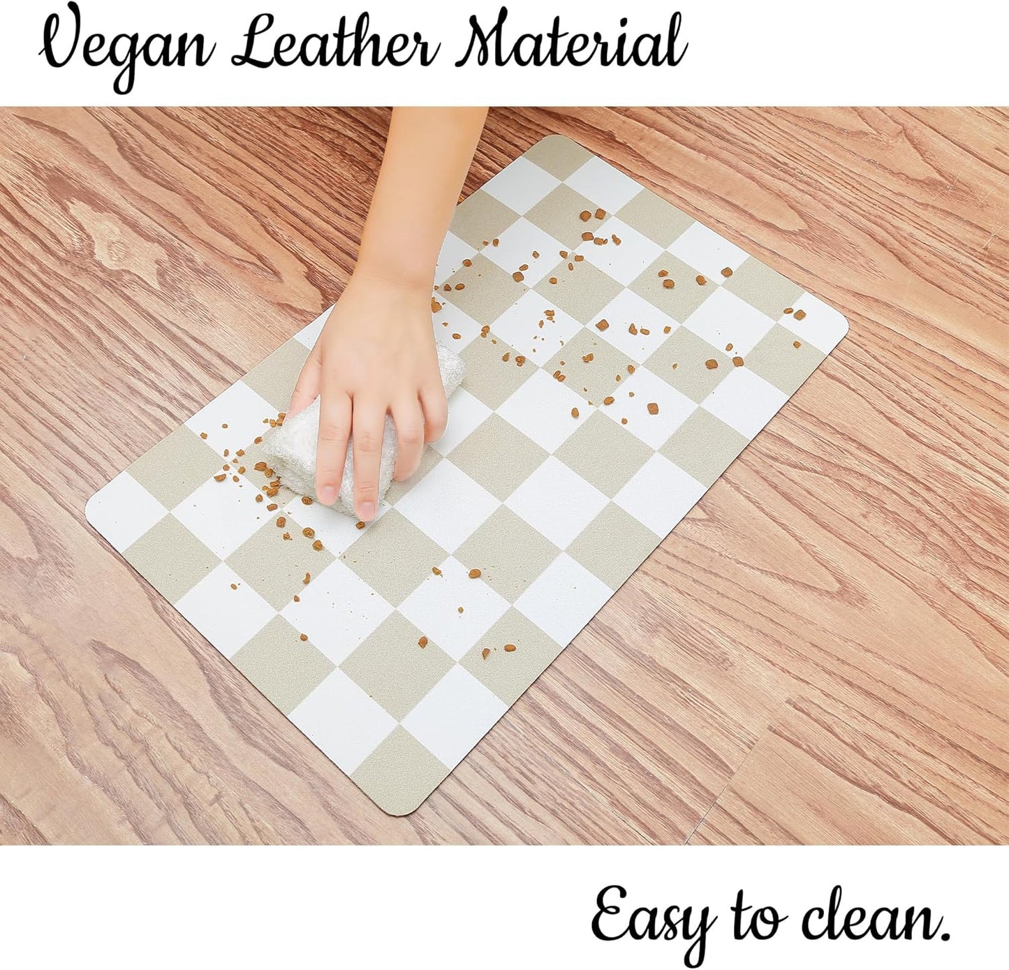 Ralxion Checkered Dog Feeding Mat, Absorbent Mats for Dog Food and Water Bowl, Dispenser, Retro Aesthetic Khaki Beige Checkerboard Pet Placemat for Dogs, Cats, Puppy Accessories, 12" X 19”