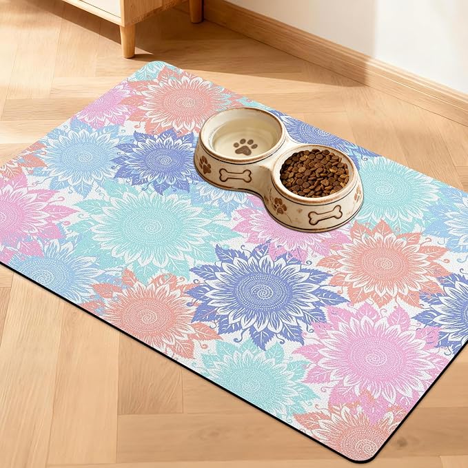 Pet Feeding Mat for Floors Waterproof Dog Mat for Food and Water Absorbent Quick Dry Non Slip mat for Cat Bowls
