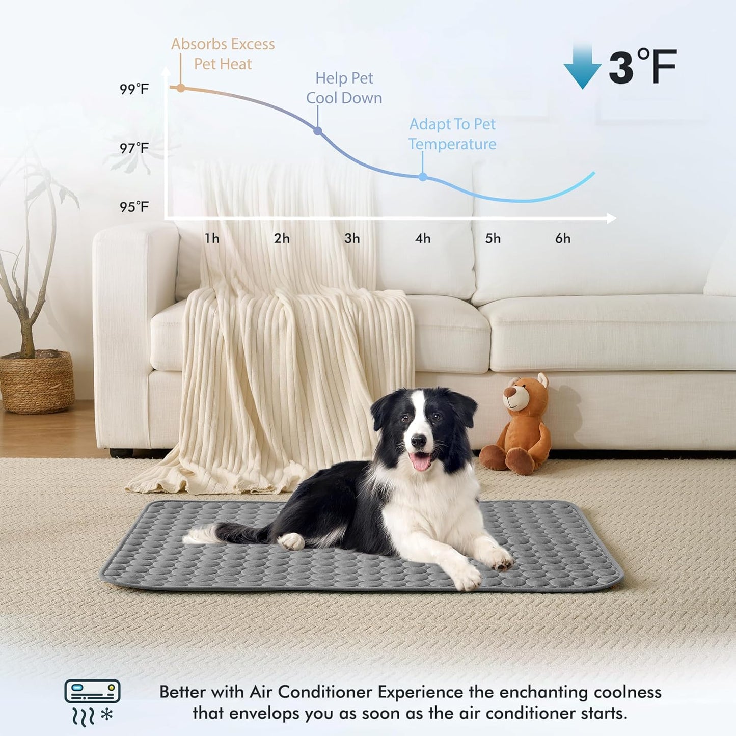 MICROCOSMOS Summer Cooling Mat & Sleeping Pad- Water Absorption Top, Materials Safe, Easy Carry, EZ Clean. Keep Cooling for Pets, Kids and Adults.(Dark Grey, 19" x 15")