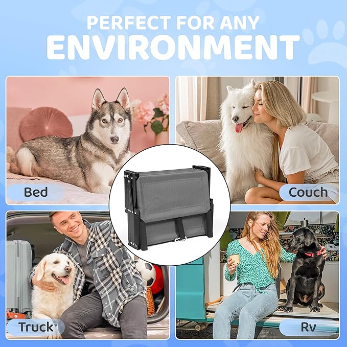 Dog Car Steps – Portable Non-Slip Pet Stairs for High Cars, SUVs & Trucks, Foldable Design, 200 lb Support | EOSET