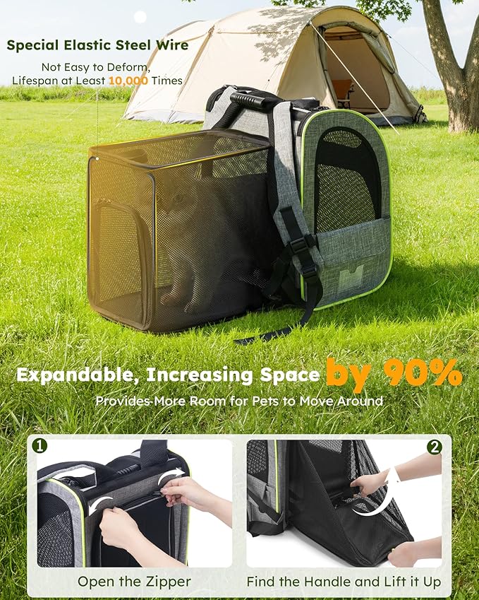 pecute Cat Backpack Expandable, Cat Carrier Backpack with Breathable Window