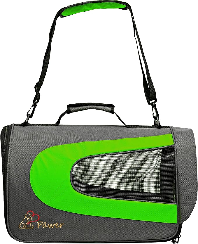 Pawer 18” x 11”x 11” Soft-Sided Foldable Airline Approved Pet Carrier for Cat, Puppy and Small Dog, Washable 600D Oxford Fabric, with Handle and Strap for Carry, Multiple Colors Available