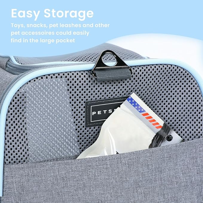 Petsfit Expandable Cat Carrier for 2 Cats Small Dog Carriers, Soft-Sided Portable Washable Pet Travel Carrier with Two Extension for Kittens, Puppies, Rabbits, 19 x 12x 12 inches, Light Grey