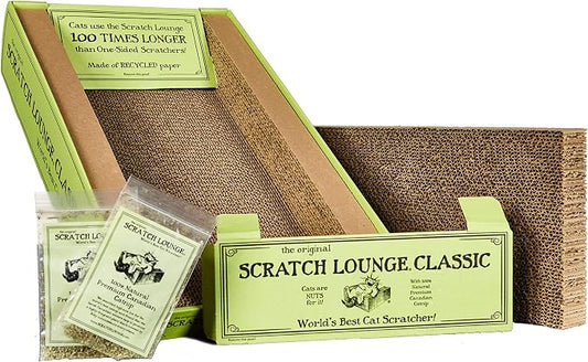 Scratch Lounge - Reversible Cardboard Cat Scratcher with Floor Refill and Catnip