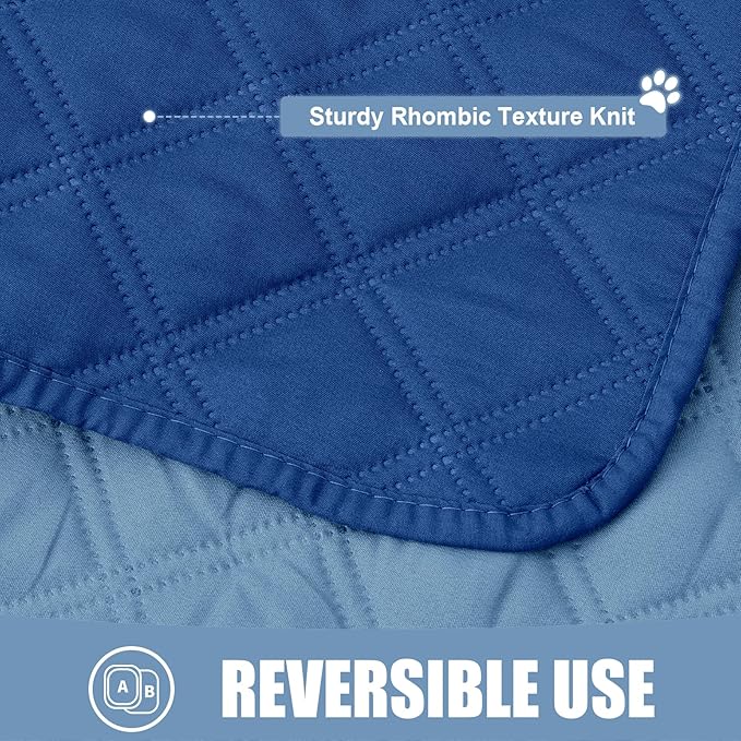 Smiry Waterproof Dog Bed Cover Pet Blanket, Soft Washable Dog Blanket for Furniture Bed Couch Sofa Reversible, Checkered (30"x90", Navy/Blue)