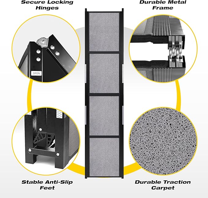Dog Ramp for Car - 71" L x 17" W Portable Dog Ramp for Car | Foldable, Compact, Cars, Trucks, SUVs, Beds, Sofas, Anti-slip Feet, Traction Carpet, 250 lbs Capacity, for Small to Large