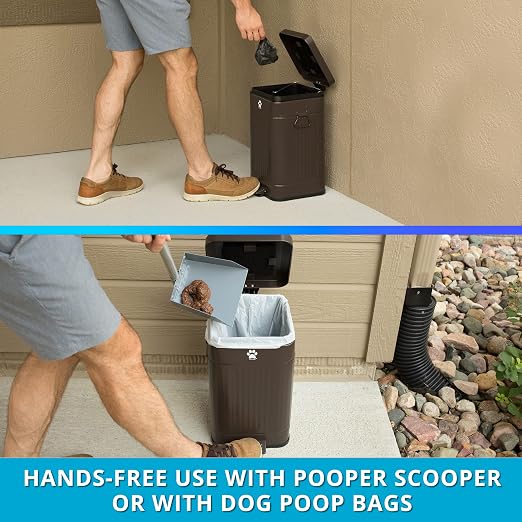 Dog Poop Trash Can Outside - Outdoor Dog Waste Trash Can with Lid - Odor Proof Waste Station Container for Backyard - 12L/3.2Gal (Mulch)