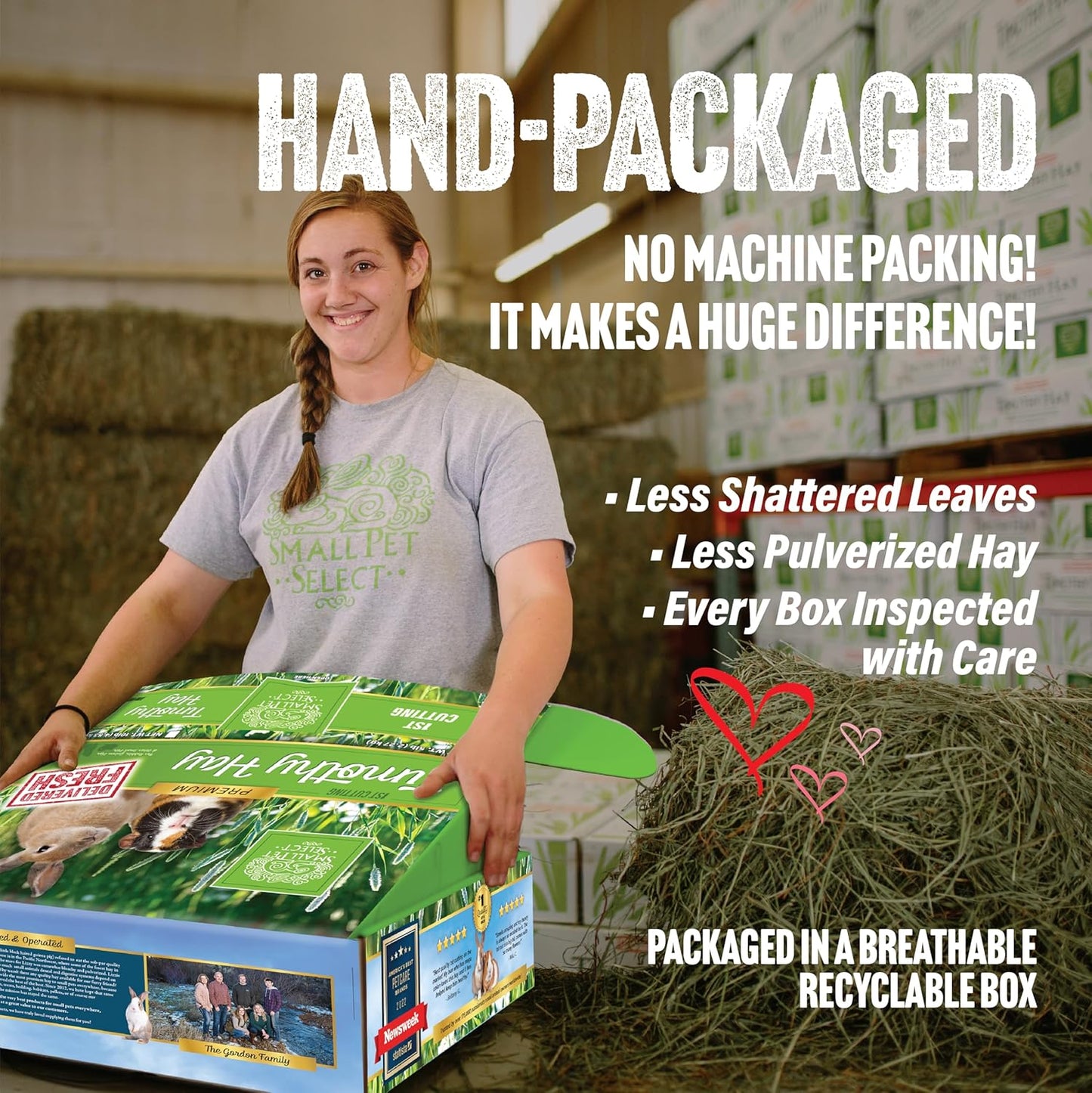 Small Pet Select 1st Cutting Timothy Hay, Animal Food for Guinea Pig, Rabbit, Hamster, Bunny, or Chinchilla, Natural Hay Grown in the USA, 2lb