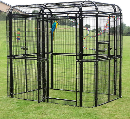 wonline Parrot Cages for Large Birds Outdoor Extra Large Bird Cage with Bird Cage and Perch, Suitable for Macaws Canaries Parrots Budgie Lovebirds (Black)