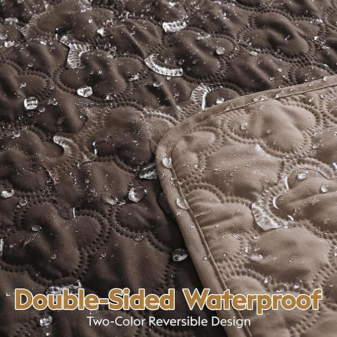 Waterproof Dog Blanket, Couch Cover for Dogs Washable, Reversible Dog Bed Cover, Couch Furniture Protector. (Dark＆Light Brown, 52 X 82 Inch - 1 Pack)