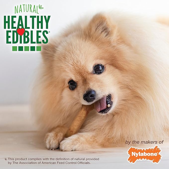 Nylabone Healthy Edibles Natural Dog Chews, Long Lasting Bones for Dogs, Bacon Flavor Dog Treats, X-Small (8 Count)