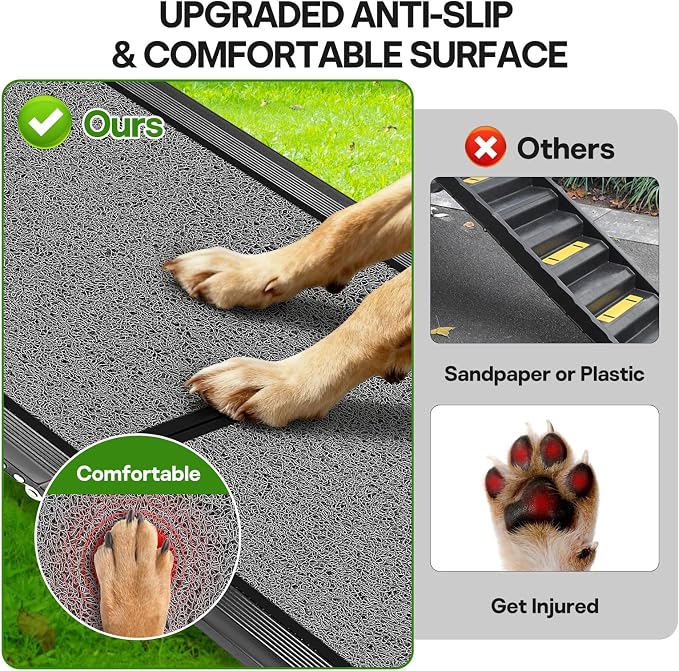 71''x 20'' Dog ramp for Car, Dog Ramps for Large Dogs, Folding Outdoor Dog Ramps for Stairs, Up to 250LBS, Non-Slip Rug Surface, 5s Installation, Dogs Car Steps for Large Dogs SUV, Truck, LKW