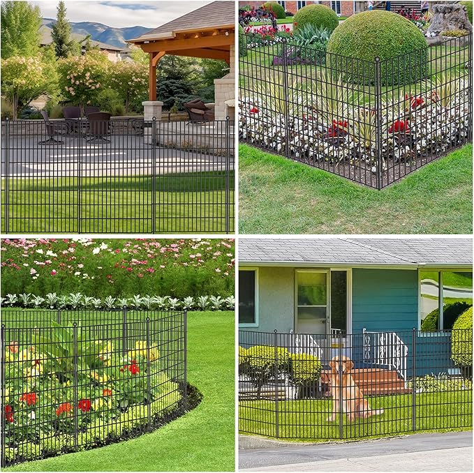 Toolterritary 15 Panels No Dig Garden Fence, 40 in(H) X 36.3 ft(L) Metal Fence Panels, Thickened Rustproof Garden Fencing, Animal Barrier Fence for for Dogs, Rabbits, Landscape, Patio