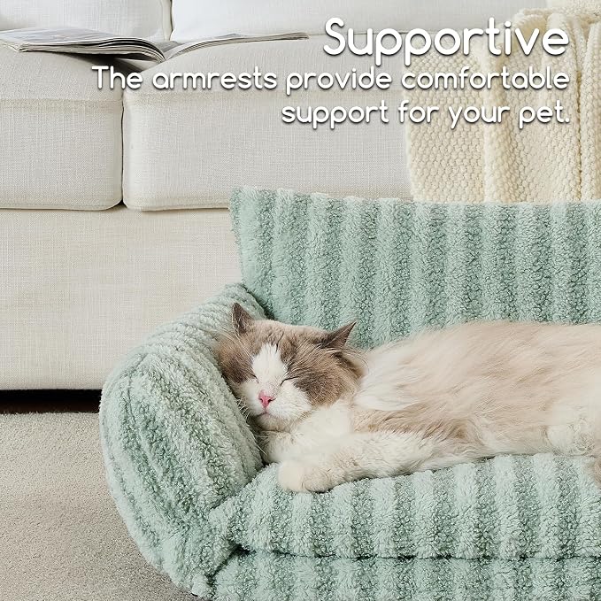 Hollypet Cat Bed Small Dog Orthopedic Couch Beds for Pets up to 20 lbs | Fluffy Multifunctional Double-Layer Warming Kitten Pet Couch Orthopedic Beds with Machine Washable Cover and Non-Slip Bottom