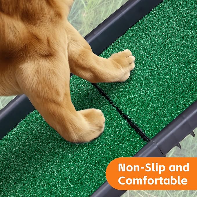 61 Inches Folding Dog Ramp for Cars Trucks SUVs Portable Pet Ramps for Large Dogs Non-Slip Stairs Step Ladder with Raised Siderails and Carrying Handle