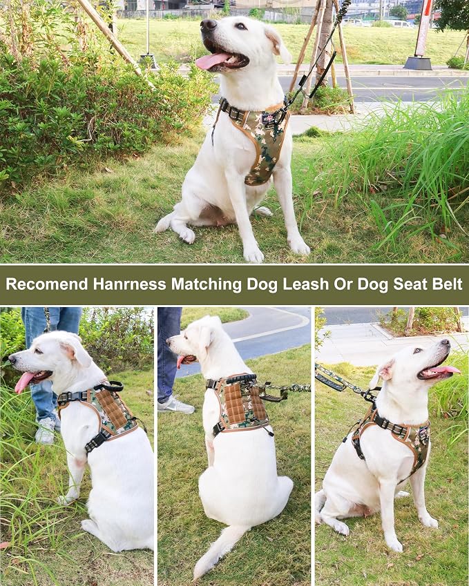 Tactical Dog Harness No Pull,Service Dog Vest with Handle,Army Camo, L | Adjustable Military,Reflective ＆ Molle Loop Panels, for Medium Large Size Dogs for Training Walking Running