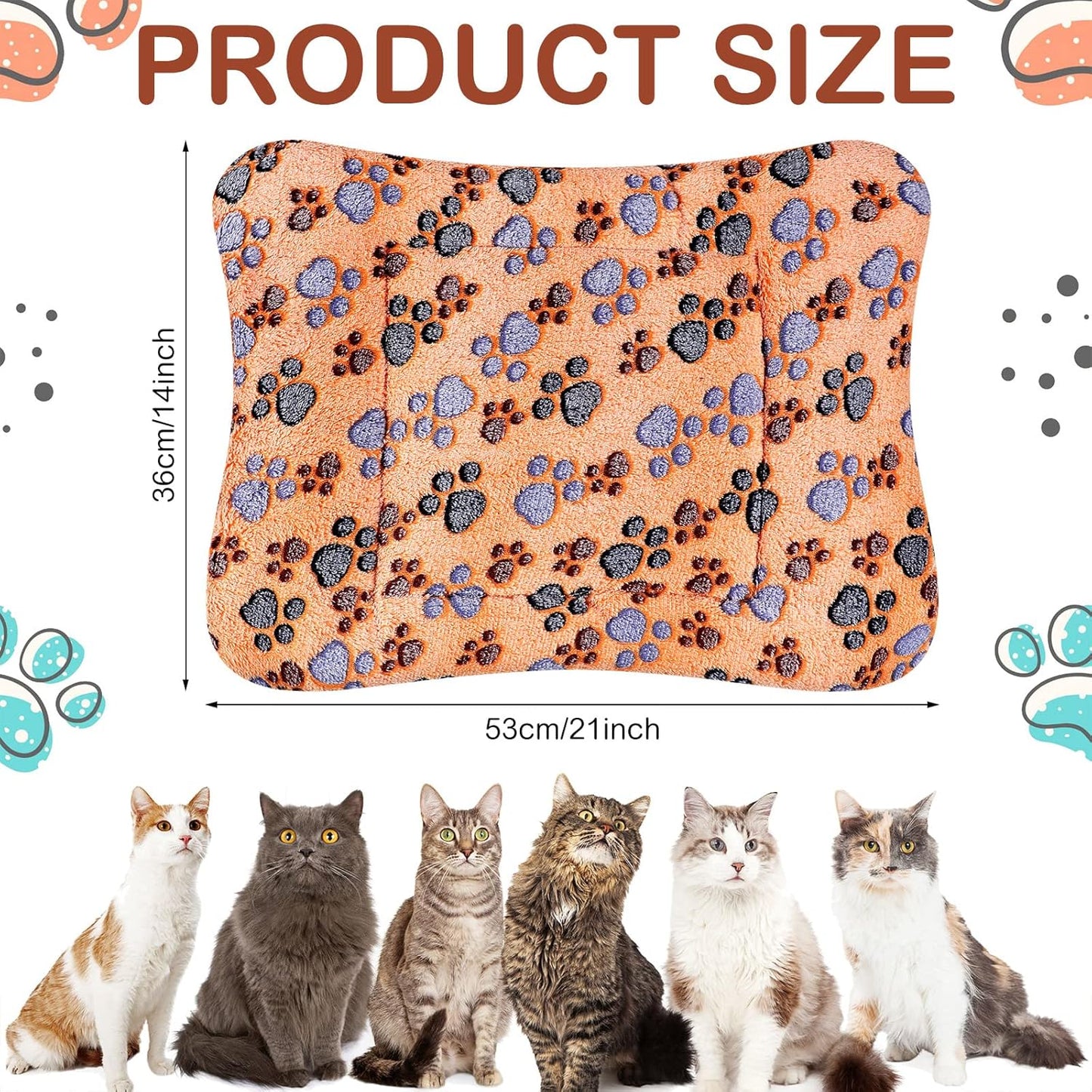 4 Pack Ultra Soft Dog Cat Bed Mat with Cute Prints Reversible Fleece Dog Crate Kennel Pad Cozy Washable Thickened Hamster Guinea Pig Pet Bed Mat for Small Animals(21 x 14 Inches,Vivid Color)
