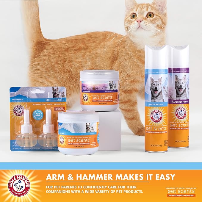 Arm & Hammer Pet Scents Gel Odor Eliminator,Solid Baking Soda Deodorizer for Pet Areas,Homes,Litter Boxes,and Rooms,Long-Lasting Odor Control,Fresh Breeze Scent,15 Oz,(Pack of 12)