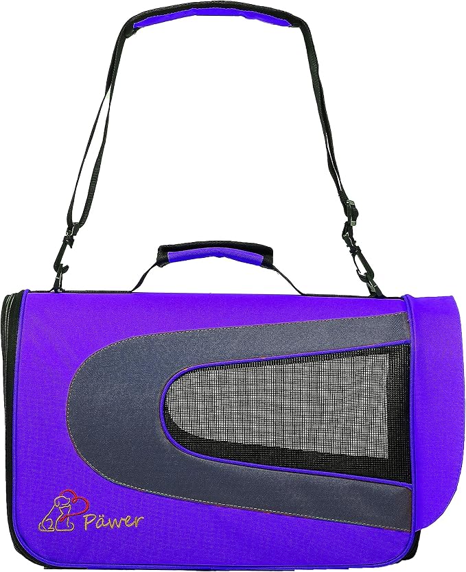 Pawer 18” x 11”x 11” Soft-Sided Foldable Airline Approved Pet Carrier for Cat, Puppy and Small Dog, Washable 600D Oxford Fabric, with Handle and Strap for Carry, Multiple Colors Available