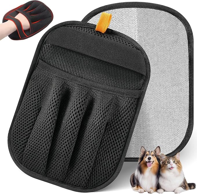 Pet Hair Removal Gloves for Cats & Dogs, Five-Finger Electrostatic Reusable Magic Brush for Effortless Pet Hair Remover Tool on Carpet, Clothing, Laundry, Couch, Car Seat