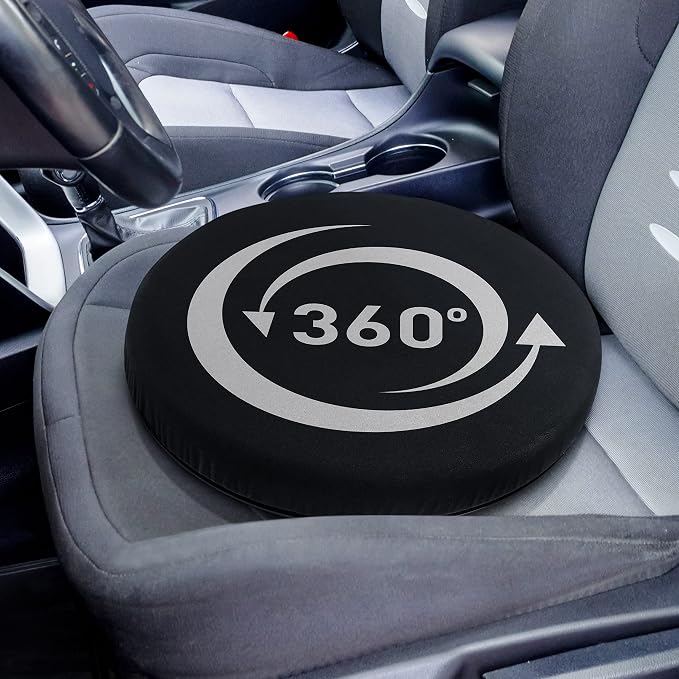 HealthSmart 360 Degree Swivel Seat Cushion, Chair Assist for Elderly, Swivel Seat Cushion for Car, Twisting Disc, Black, 15 Inches in Diameter, Case of 6