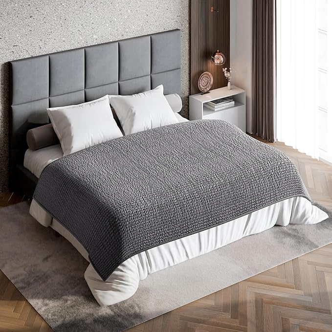 PAULATO BY GA.I.CO. Waterproof Blanket for Bed – King Absorbent Couch Cover – Machine Washable Stain-Resistant Pad for Large Sofa – Pets Cat & Dog Friendly Furniture Protector - Dark Grey