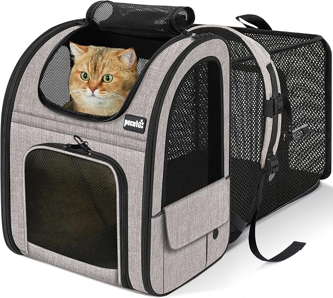 pecute Cat Backpack Expandable, Cat Backpack for Cat with Breathable Window