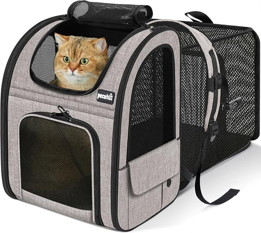 pecute Cat Backpack Expandable, Cat Backpack for Cat with Breathable Window